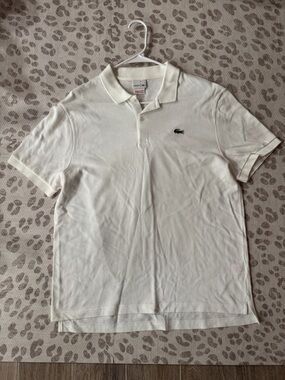 Lacoste White Polo Shirt with Green Crocodile Logo